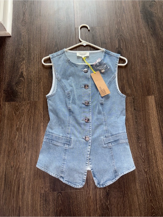 Free People Jackets & Blazers - Free People Light Blue Denim Vest